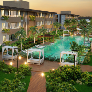 Piscina- Vista Aérea Noturna