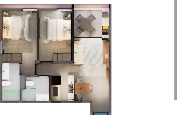 Planta Apartamento 2 dormitórios