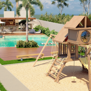 Playground Piscina ao fundo