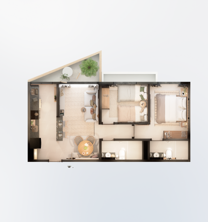 Planta baixa - Apartamentos 2 quartos